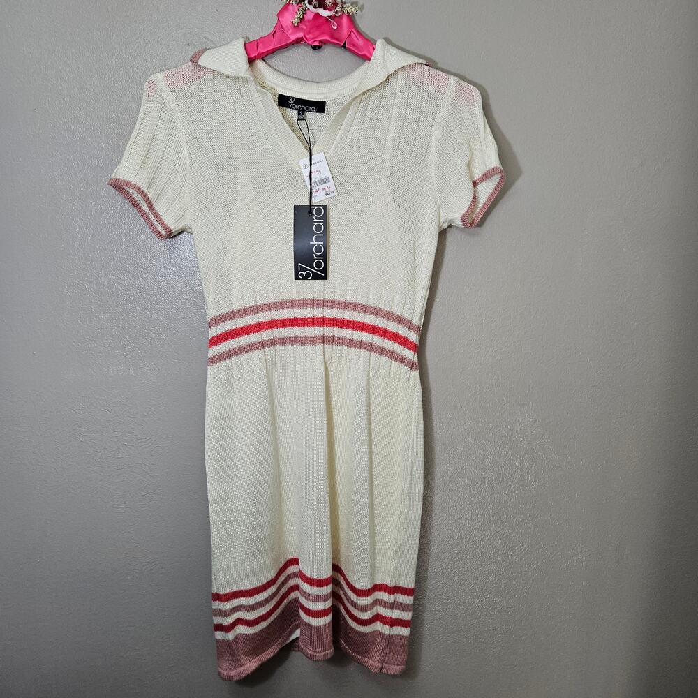 RetroVibes NWT 37 Orchard Striped Collared Mini Sweater Dress S ModelOffDuty